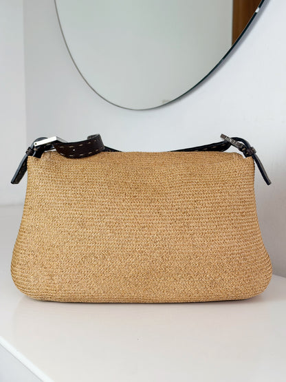 Fendi Vintage Raffia Mamma Baguette Shoulder Bag