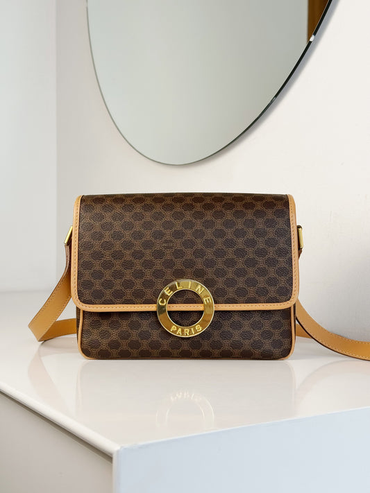 Celine Vintage Circle Macadam Crossbody Bag