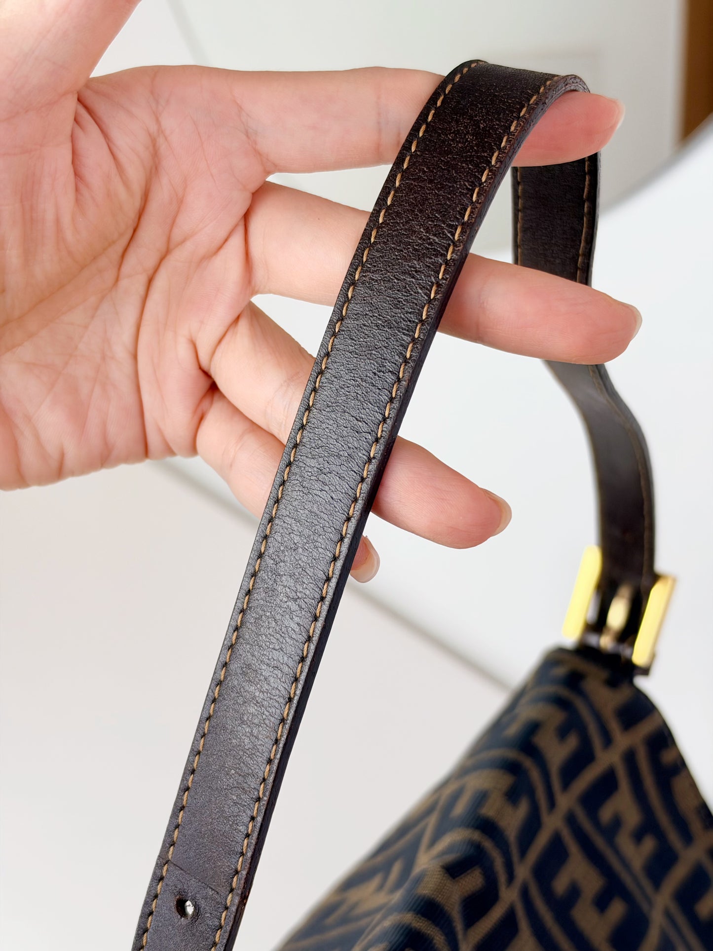 Fendi Vintage Zucca Mamma Gold Baguette Shoulder Bag