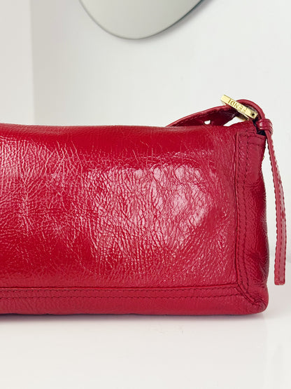 Fendi Vintage Red Leather Convertible Baguette Crossbody Bag