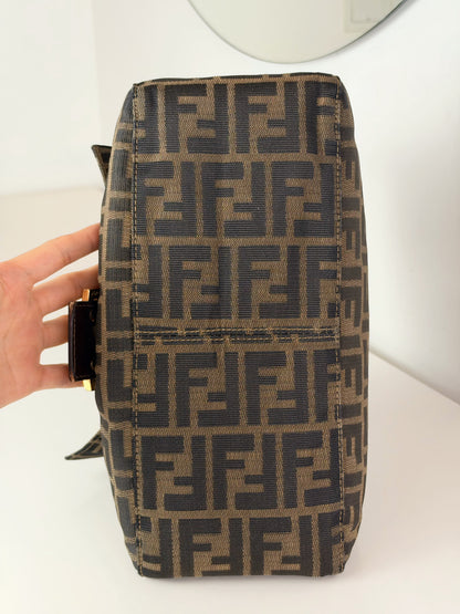 Fendi Vintage Zucca Mamma Gold Baguette Shoulder Bag