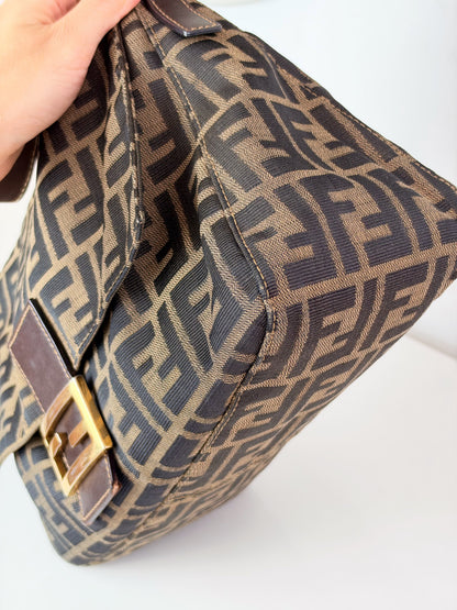 Fendi Vintage Zucca Mamma Gold Baguette Shoulder Bag
