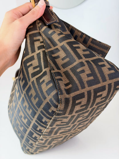 Fendi Vintage Zucca Mamma Gold Baguette Shoulder Bag