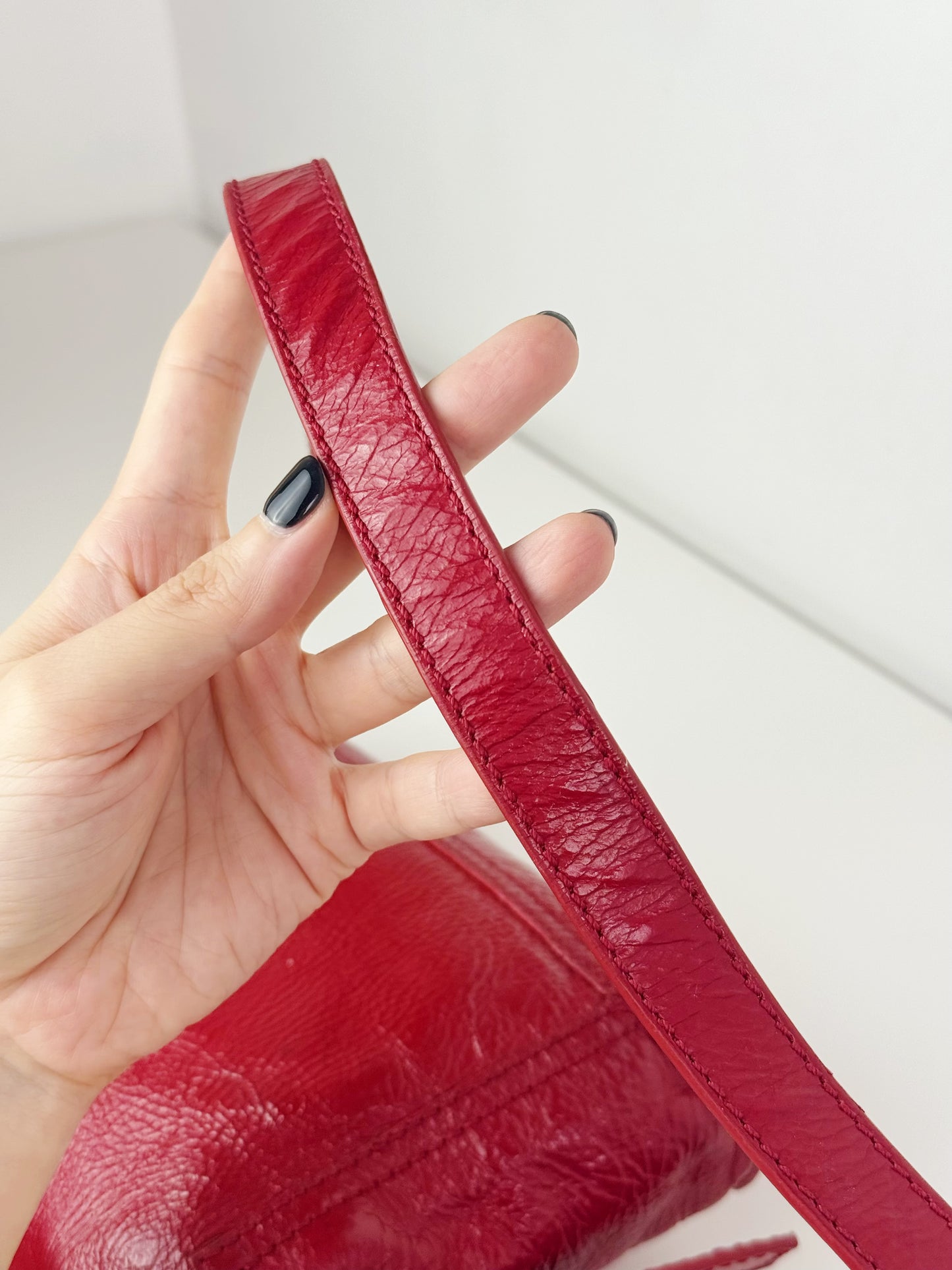 Fendi Vintage Red Leather Convertible Baguette Crossbody Bag