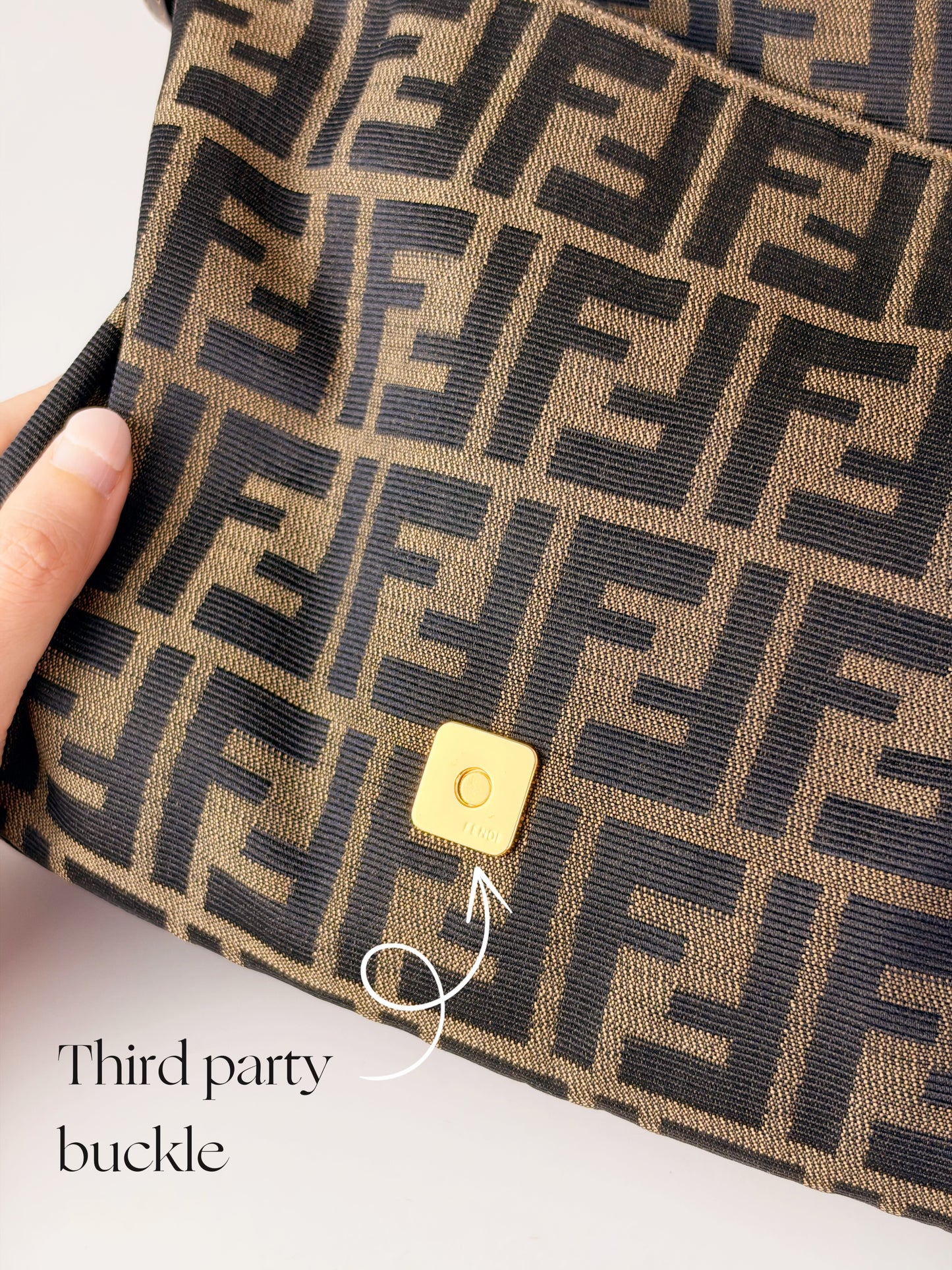 Fendi Vintage Zucca Mamma Gold Baguette Shoulder Bag