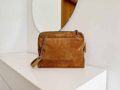 Chanel Vintage suede Shoulder Crossbody Bag