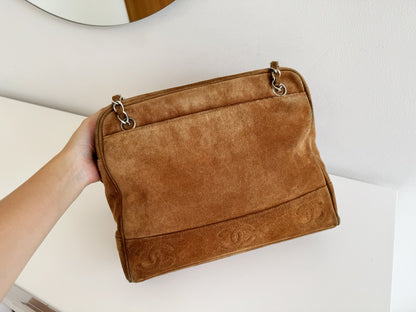 Chanel Vintage suede Shoulder Crossbody Bag