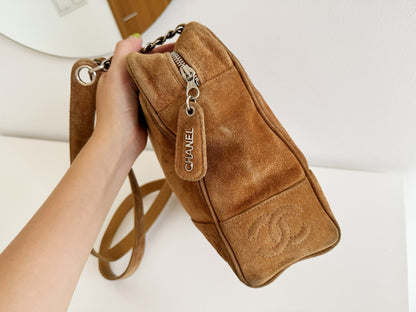 Chanel Vintage suede Shoulder Crossbody Bag