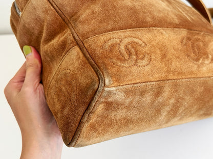Chanel Vintage suede Shoulder Crossbody Bag