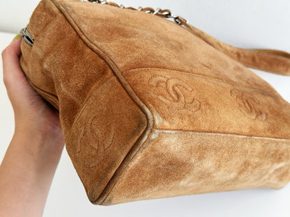 Chanel Vintage suede Shoulder Crossbody Bag