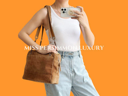Chanel Vintage suede Shoulder Crossbody Bag