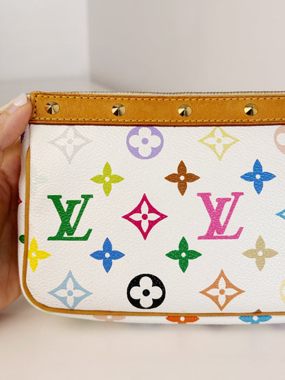 Louis Vuitton Vintage Murakami Takashi Limited Edition Multicolor Pochette Accessoires Shoulder Crossbody Bag