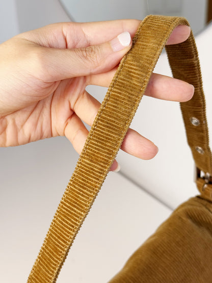 Fendi Vintage Brown Corduroy Baguette Shoulder Bag