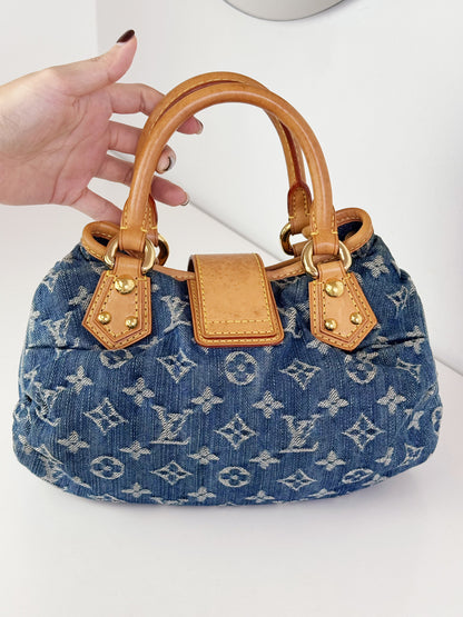 Louis Vuitton Denim Pleaty Handbag Crossbody Bag