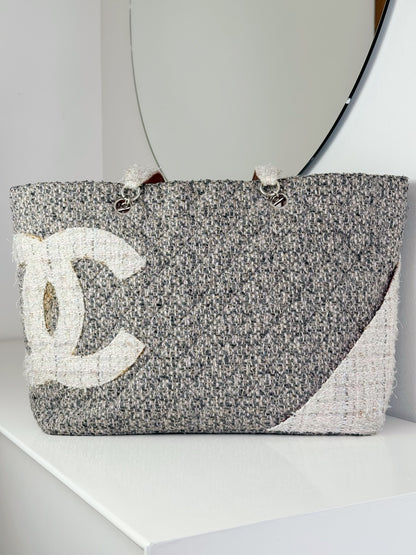 Chanel Vintage Cambon Tweed Tote Shoulder Bag