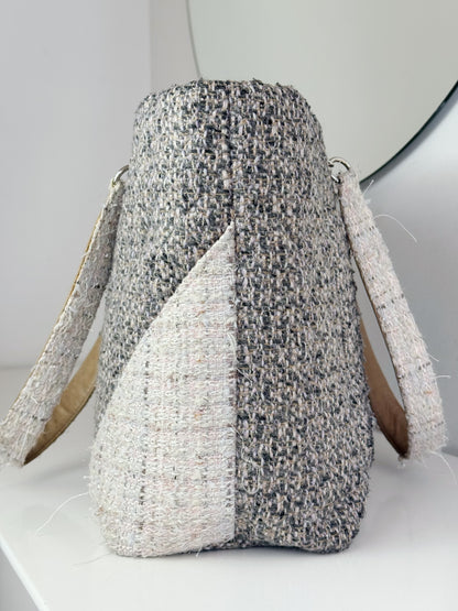 Chanel Vintage Cambon Tweed Tote Shoulder Bag