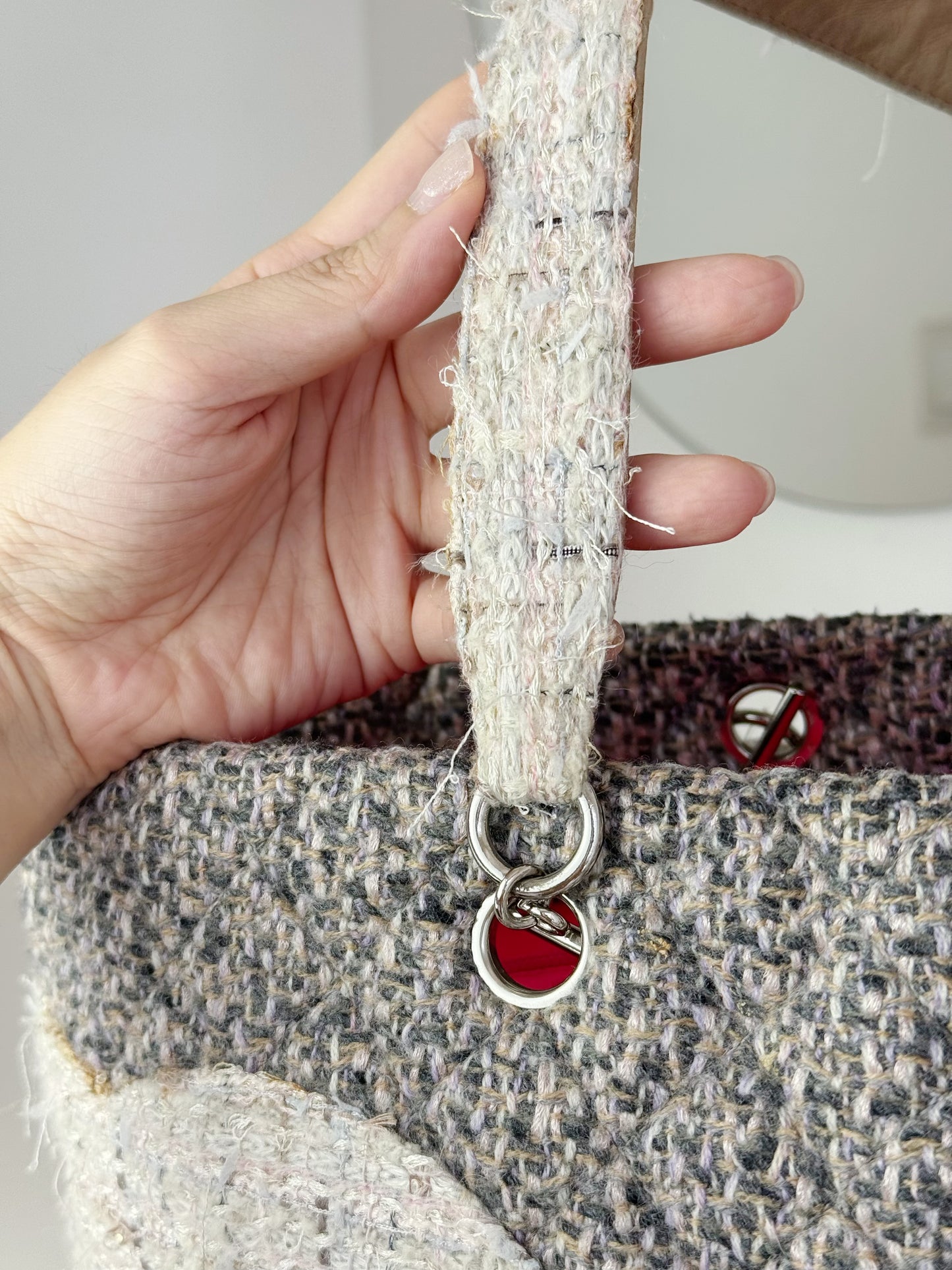 Chanel Vintage Cambon Tweed Tote Shoulder Bag