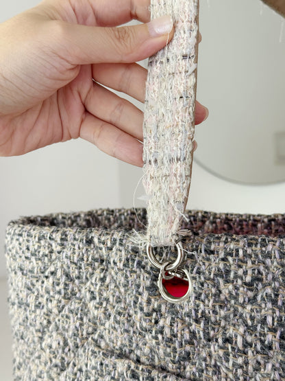 Chanel Vintage Cambon Tweed Tote Shoulder Bag