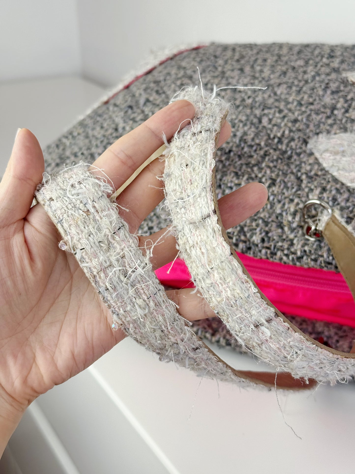 Chanel Vintage Cambon Tweed Tote Shoulder Bag