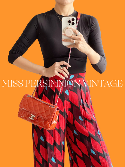 Chanel Vintage Mini Flap Patent Leather Crossbody Shoulder Bag