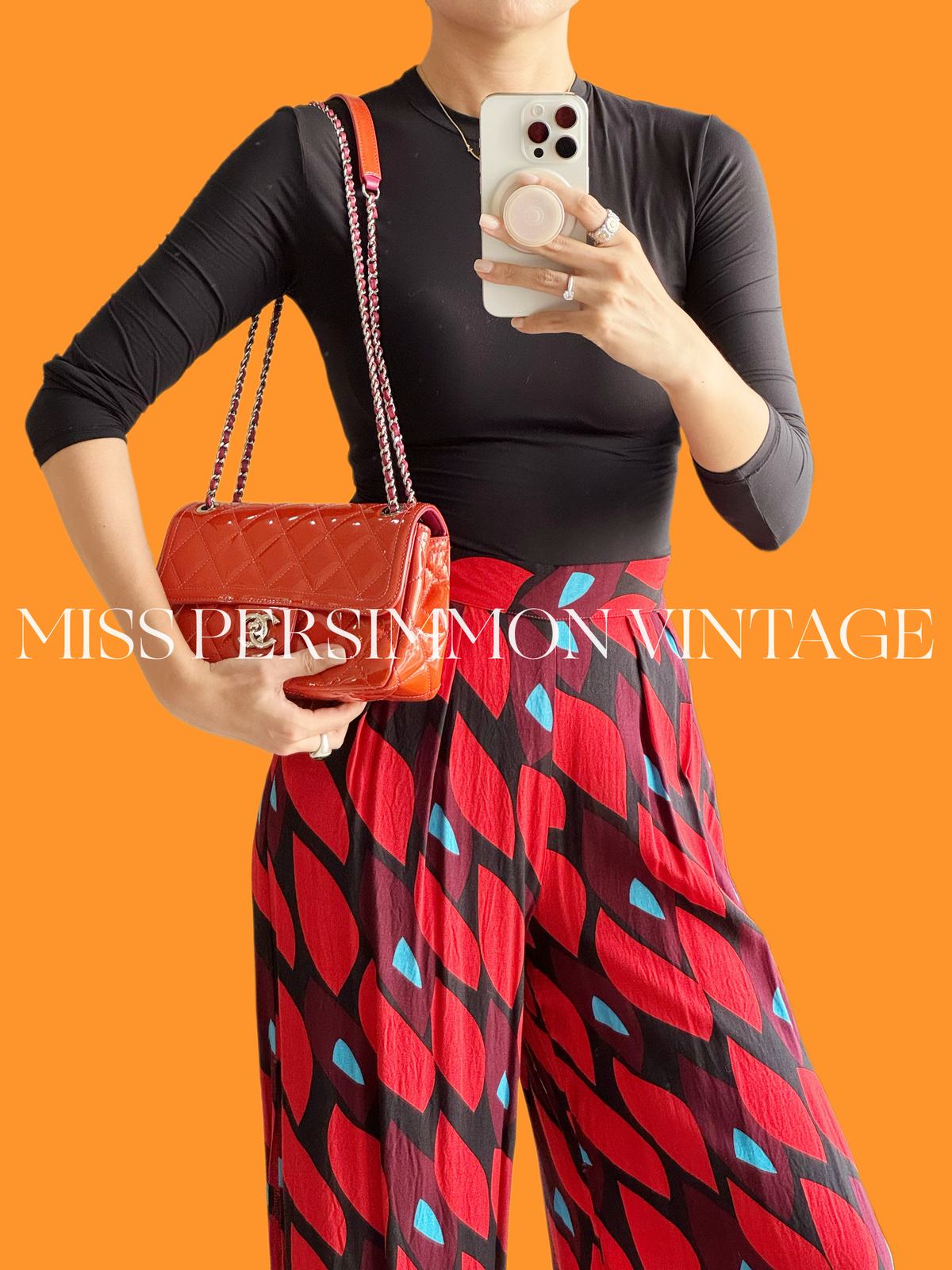 Chanel Vintage Mini Flap Patent Leather Crossbody Shoulder Bag