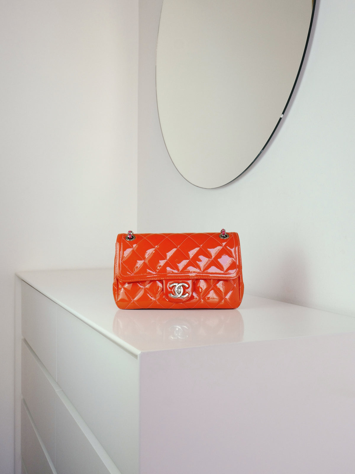 Chanel Vintage Mini Flap Patent Leather Crossbody Shoulder Bag