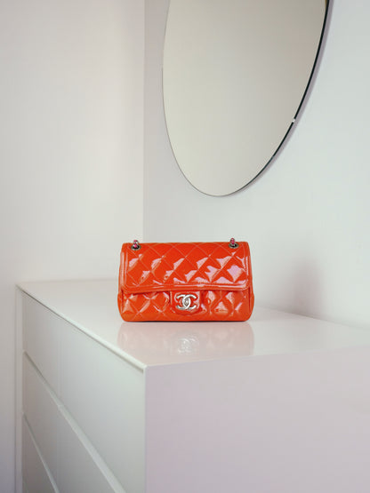 Chanel Vintage Mini Flap Patent Leather Crossbody Shoulder Bag
