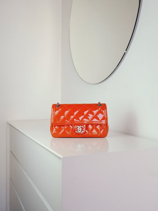 Chanel Vintage Mini Flap Patent Leather Crossbody Shoulder Bag