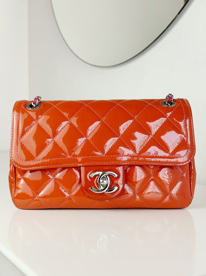 Chanel Vintage Mini Flap Patent Leather Crossbody Shoulder Bag