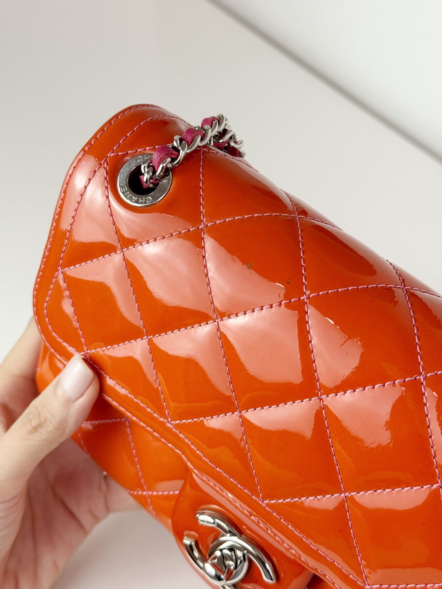 Chanel Vintage Mini Flap Patent Leather Crossbody Shoulder Bag