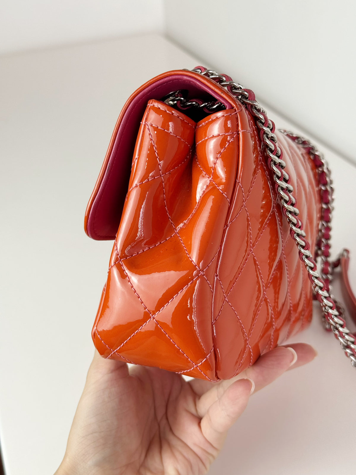 Chanel Vintage Mini Flap Patent Leather Crossbody Shoulder Bag