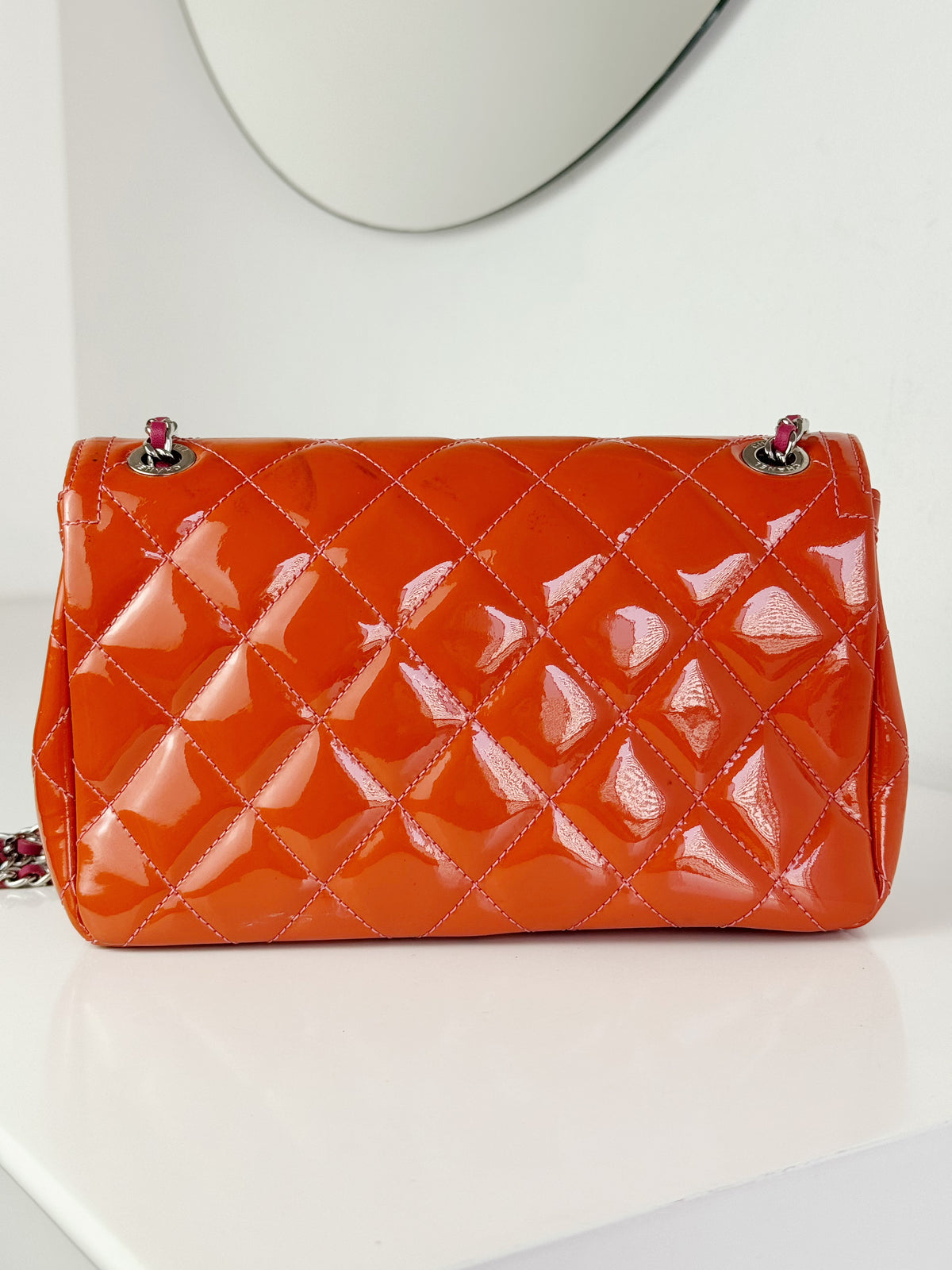 Chanel Vintage Mini Flap Patent Leather Crossbody Shoulder Bag