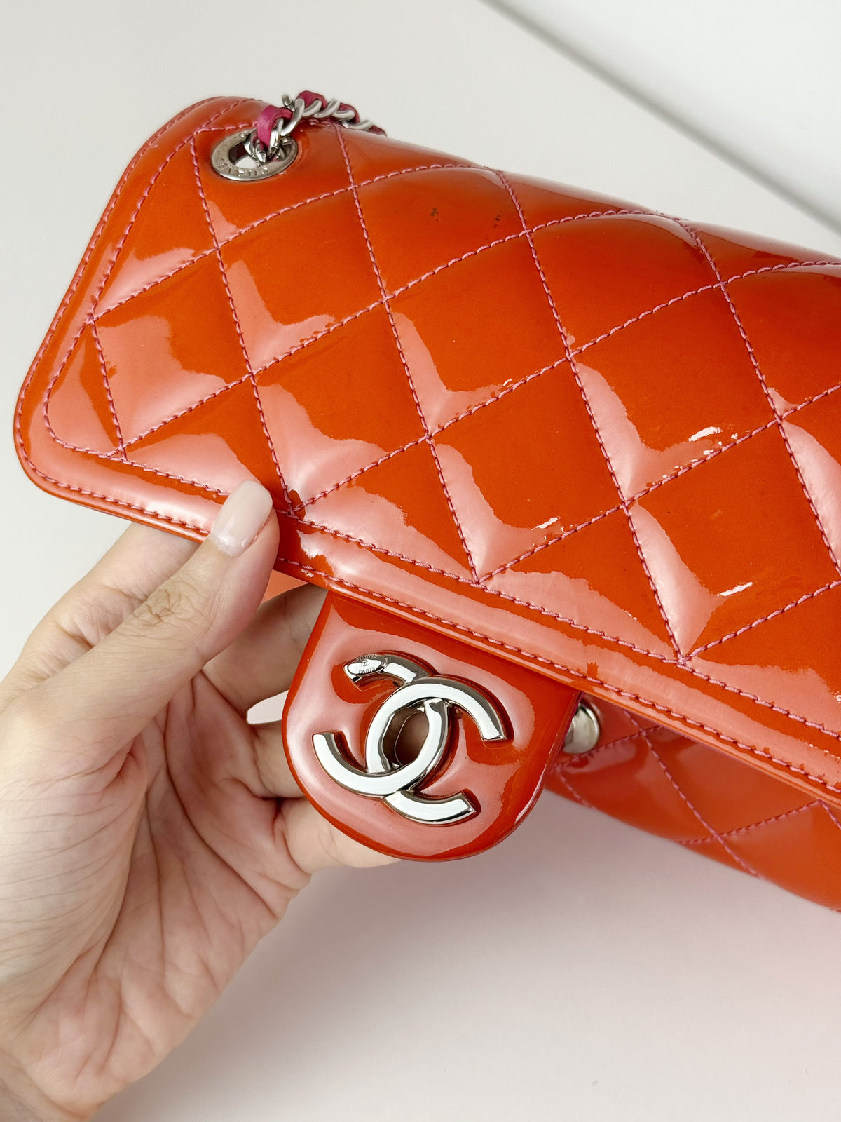 Chanel Vintage Mini Flap Patent Leather Crossbody Shoulder Bag