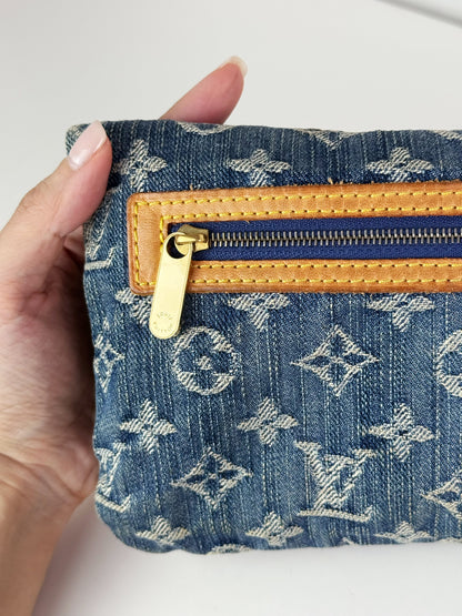 Louis Vuitton Vintage Denim Pochette Plat Clutch Handbag Crossbody Bag