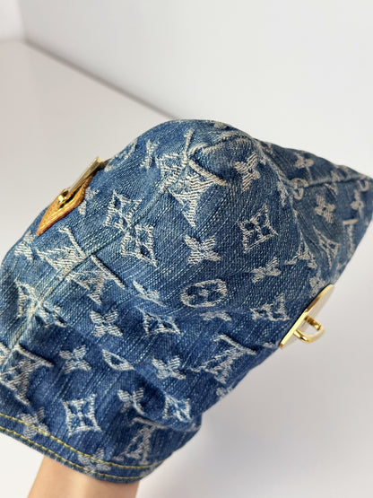 Louis Vuitton Vintage Denim Pochette Plat Clutch Handbag Crossbody Bag