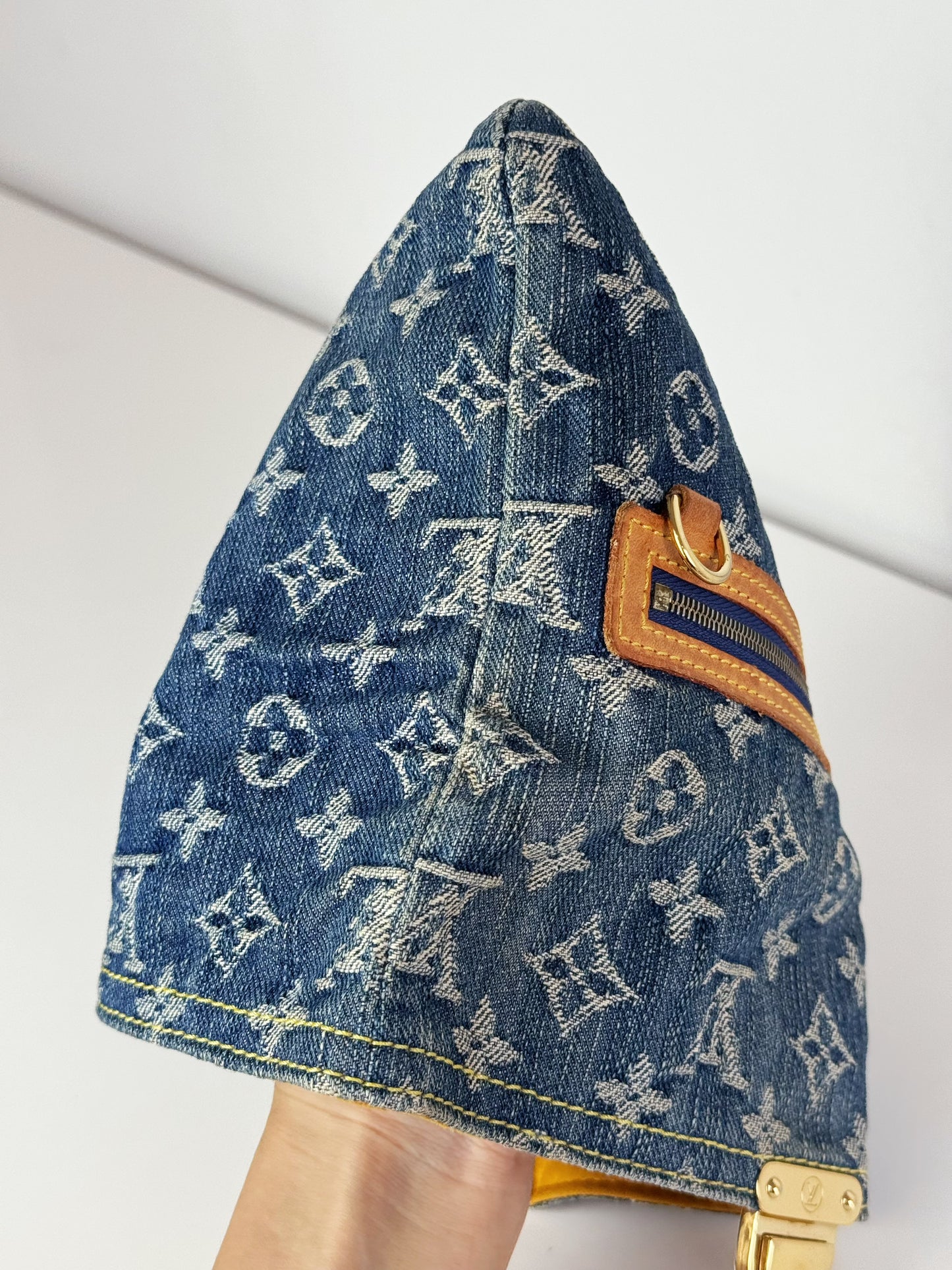 Louis Vuitton Vintage Denim Pochette Plat Clutch Handbag Crossbody Bag