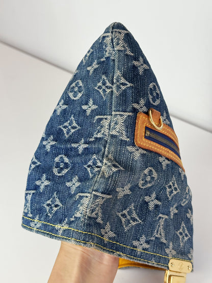 Louis Vuitton Vintage Denim Pochette Plat Clutch Handbag Crossbody Bag