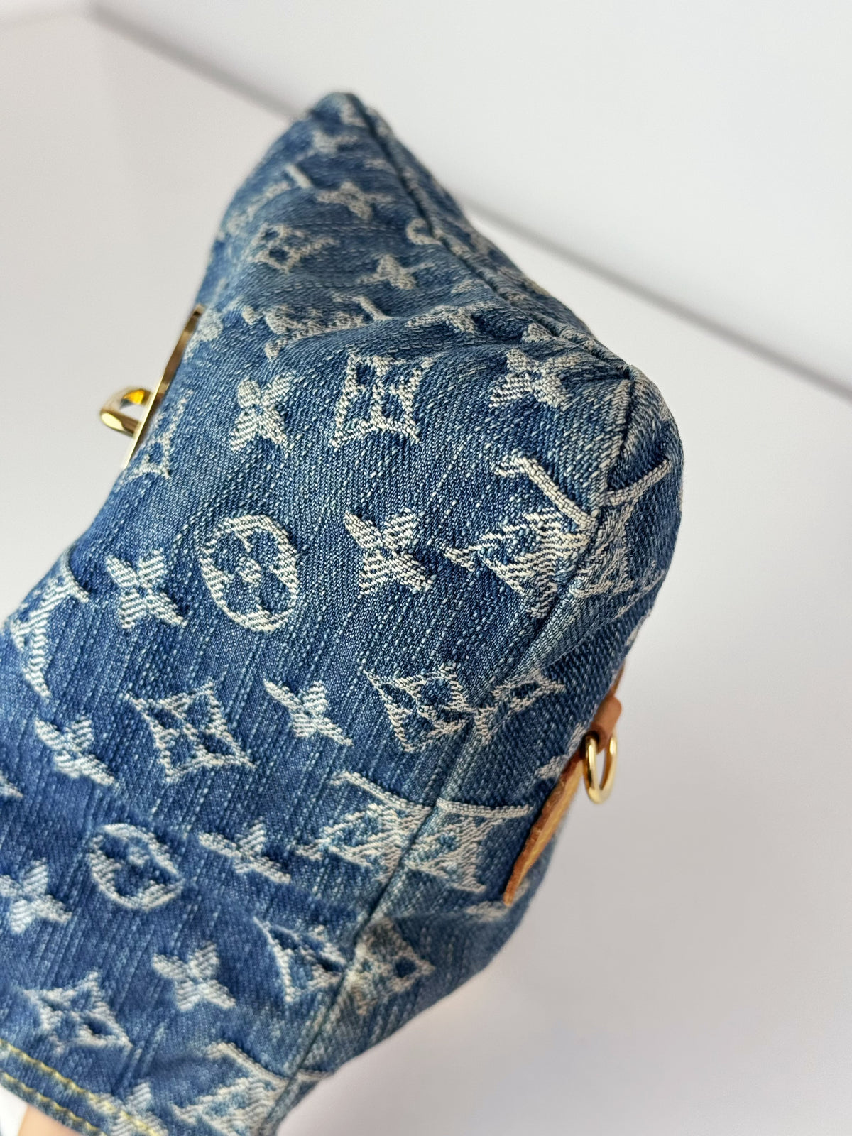 Louis Vuitton Vintage Denim Pochette Plat Clutch Handbag Crossbody Bag
