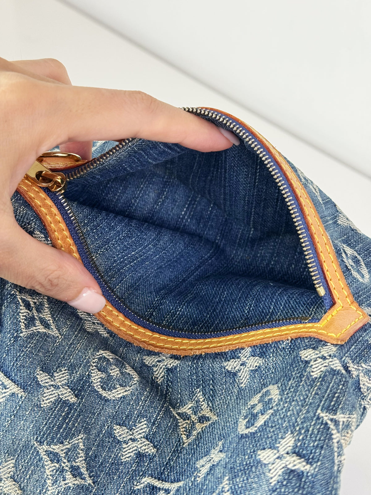 Louis Vuitton Vintage Denim Pochette Plat Clutch Handbag Crossbody Bag