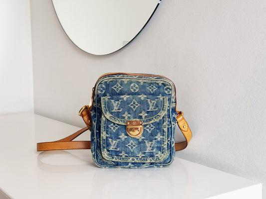 Louis Vuitton Vintage Denim Camera Crossbody Bag