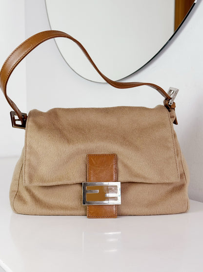 Fendi Vintage Beige Mamma Baguette Shoulder Bag