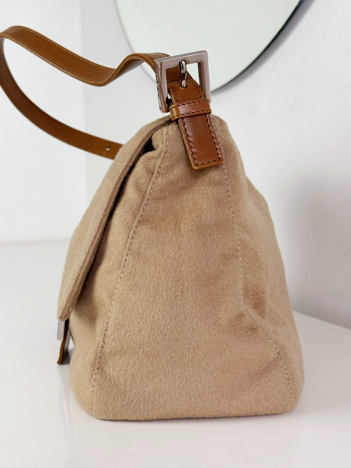 Fendi Vintage Beige Mamma Baguette Shoulder Bag