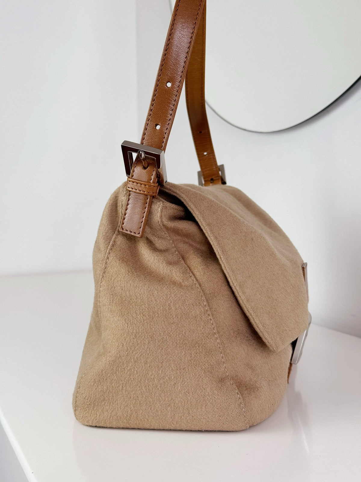 Fendi Vintage Beige Mamma Baguette Shoulder Bag