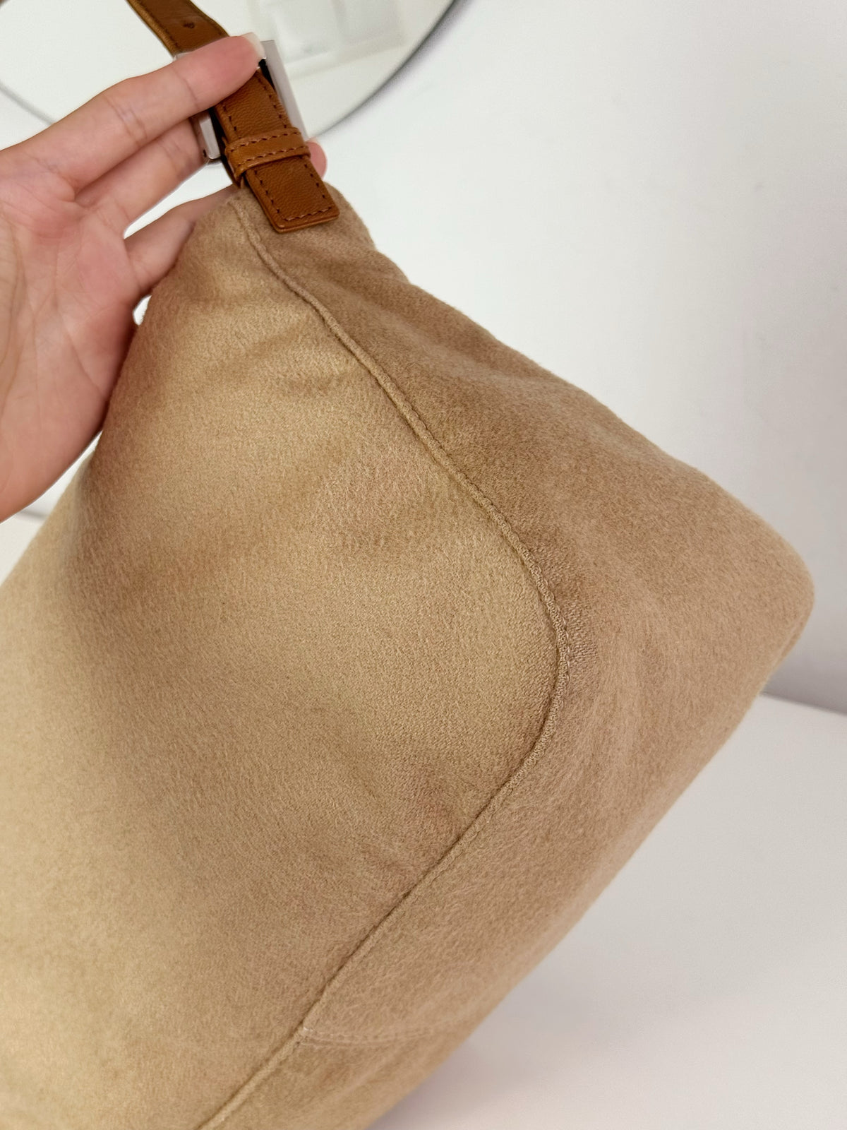 Fendi Vintage Beige Mamma Baguette Shoulder Bag
