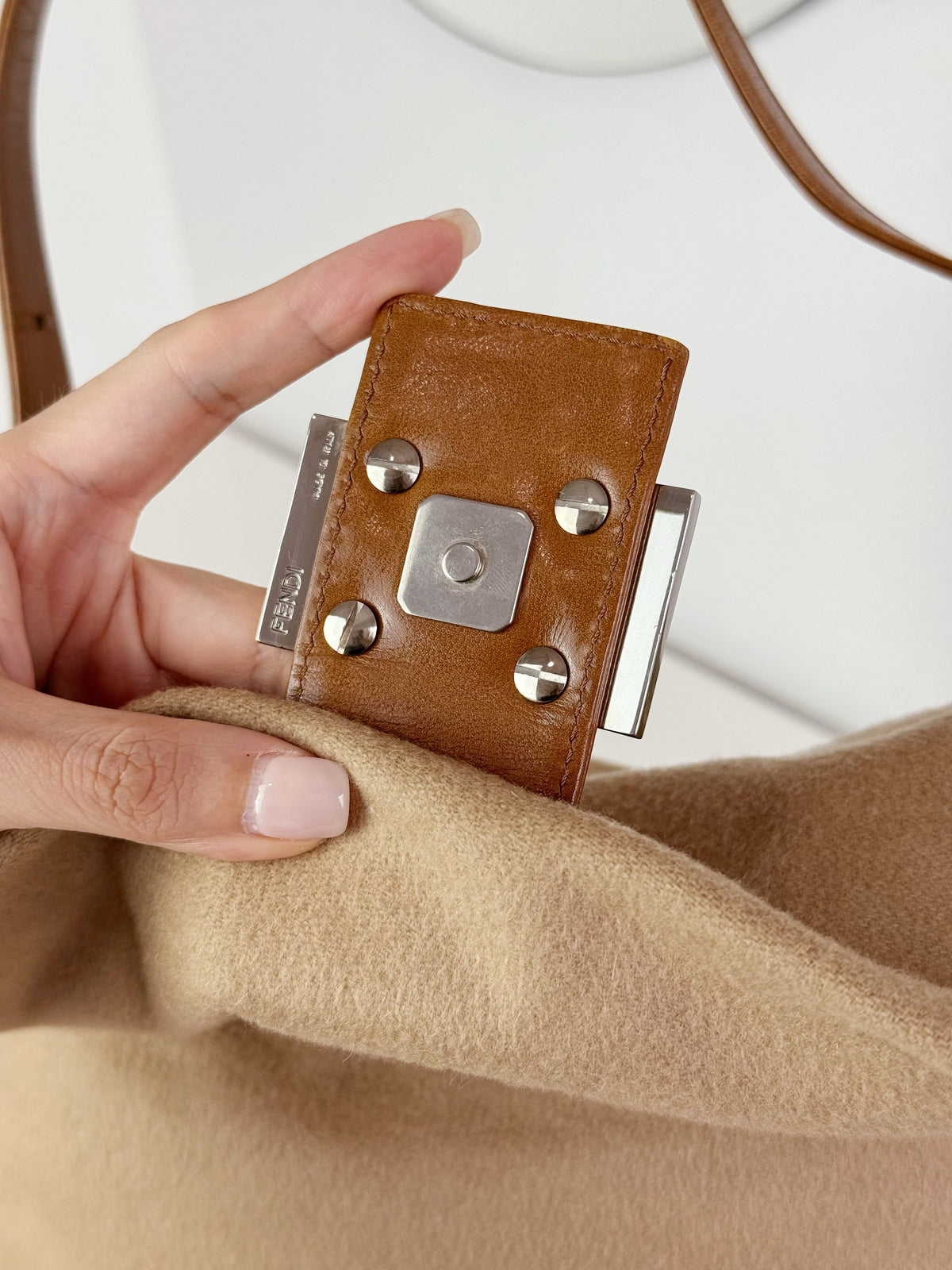 Fendi Vintage Beige Mamma Baguette Shoulder Bag