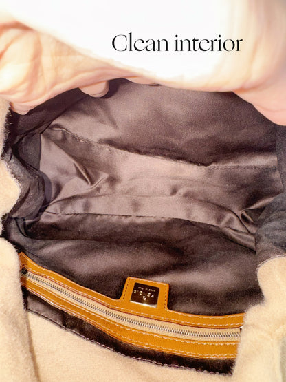 Fendi Vintage Beige Mamma Baguette Shoulder Bag