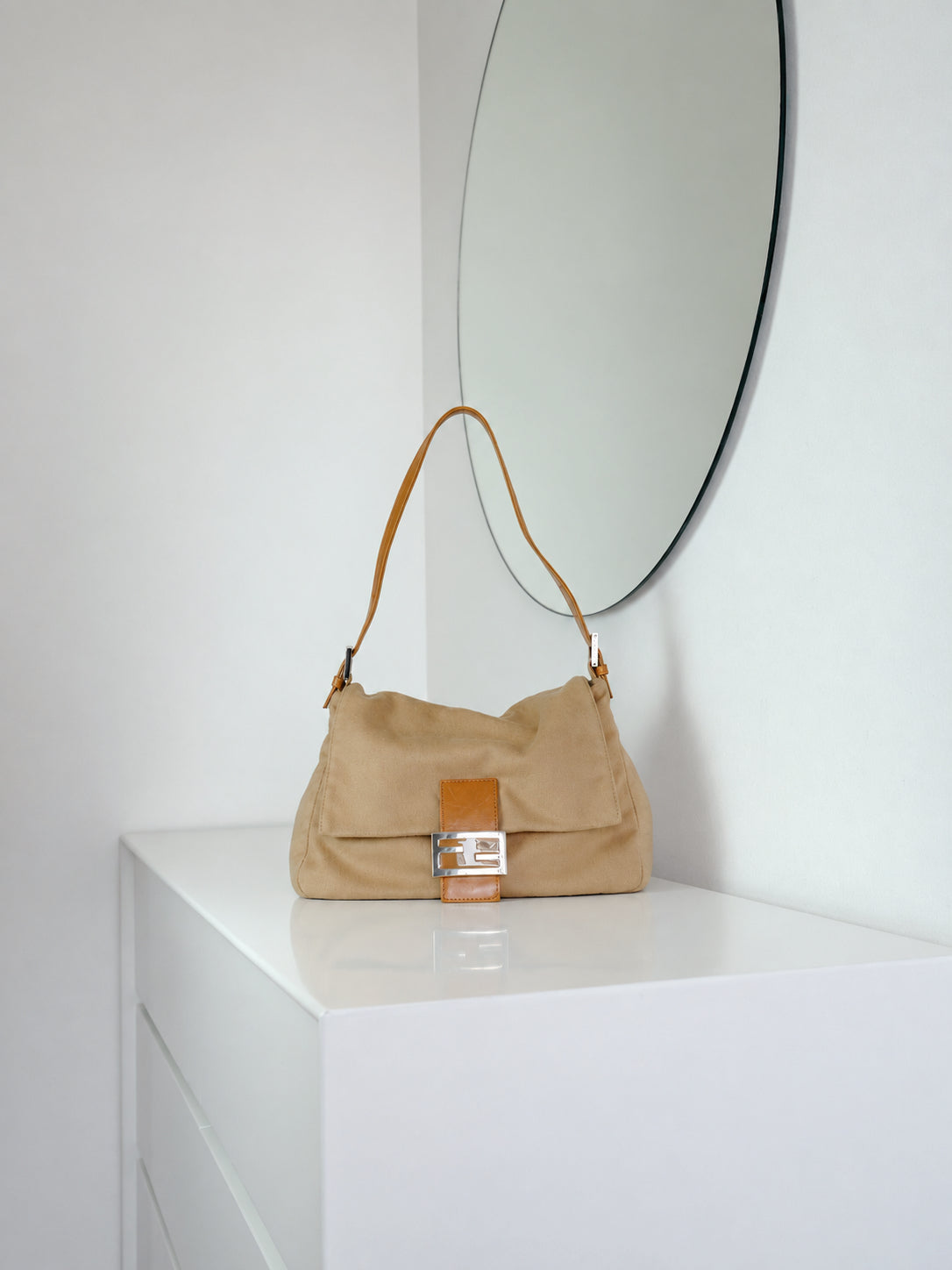 Fendi Vintage Beige Mamma Baguette Shoulder Bag