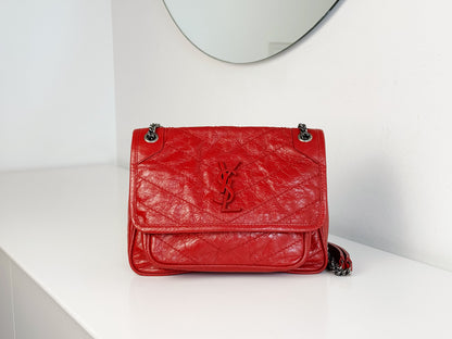 Yves Saint Laurent Red Niki Baby Shoulder Crossbody Bag