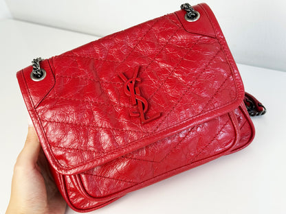 Yves Saint Laurent Red Niki Baby Shoulder Crossbody Bag