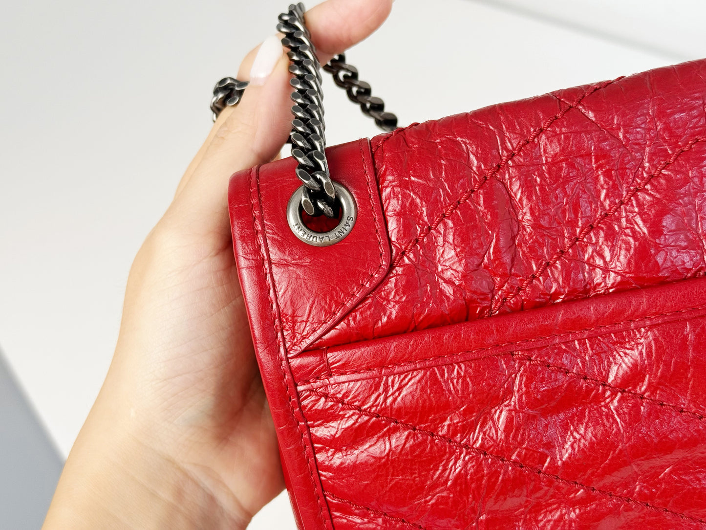 Yves Saint Laurent Red Niki Baby Shoulder Crossbody Bag